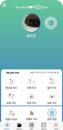 펫마인드캠 라운지 화면